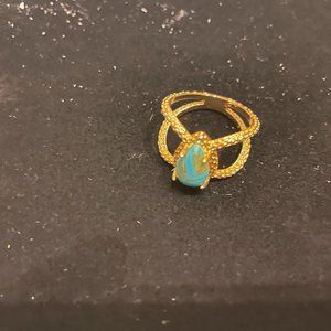 Gold ring with turquoise stone, Free People